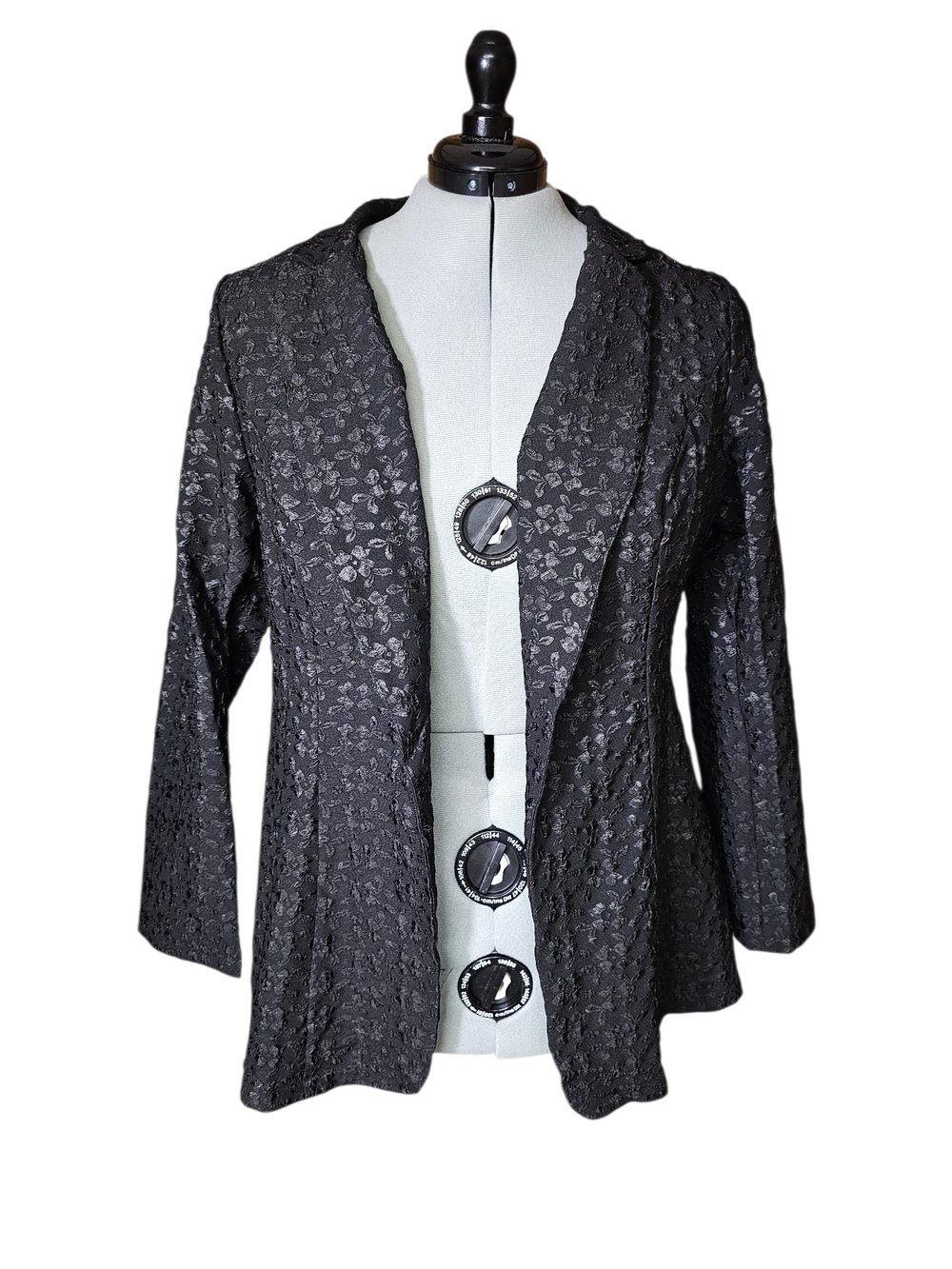 SHEIN Black Textured Open-Front Blazer